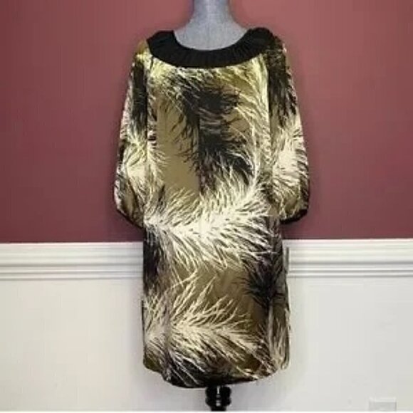 Maggy London leaf print long sleeve dress size 6 - Picture 3 of 3